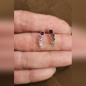 Ombre Pink and Clear Crystal Drop Earrings